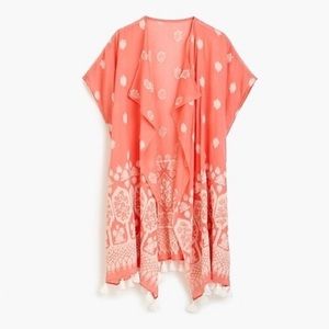 J. Crew Embroidered Beach Poncho Swim Cover Up in Peach